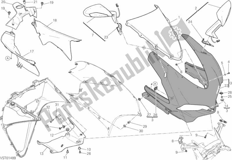 All parts for the Cowling of the Ducati Superbike 1299S ABS 2016
